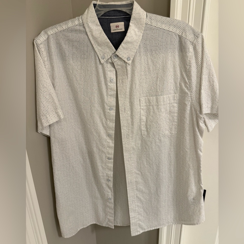 Ag Adriano Goldschmied White Short Sleeve Button Down Shirt
